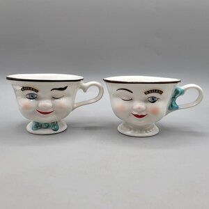Baileys Irish Cream Cups Yum Winking Face Boy Girl Mugs Ltd Ed Set Of 2